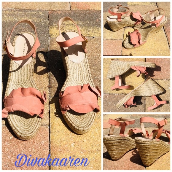 LOEFLER RANDALL Suede Platform Sandals Peach - Picture 7 of 11